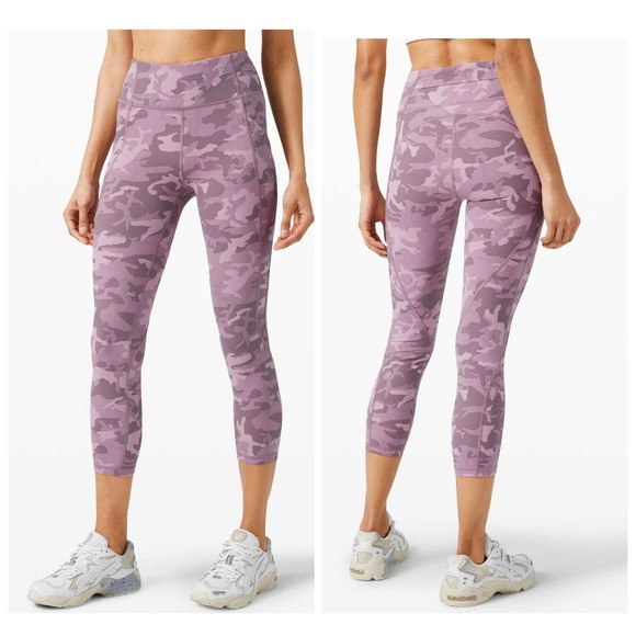 Lululemon Time To Sweat Crop 23" Women's Size 4 Camo Pink Athletic Gym - Picture 1 of 10